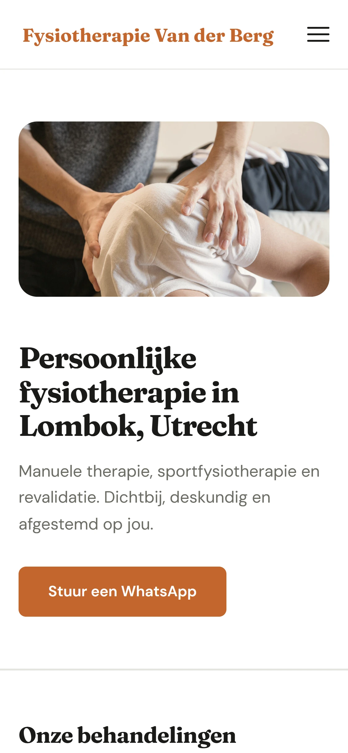 Preview fysiotherapie website mobiel