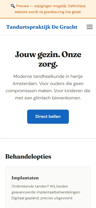 Preview tandarts website mobiel