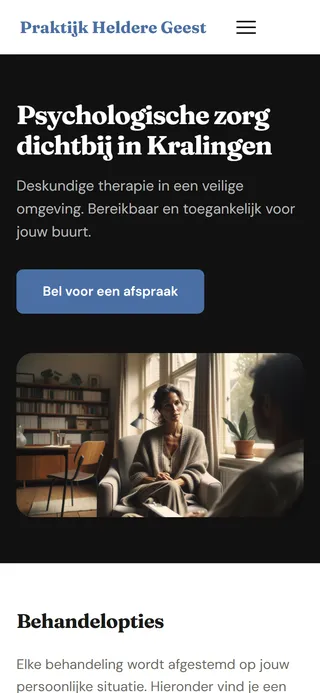 Praktijk Heldere Geest website op mobiel